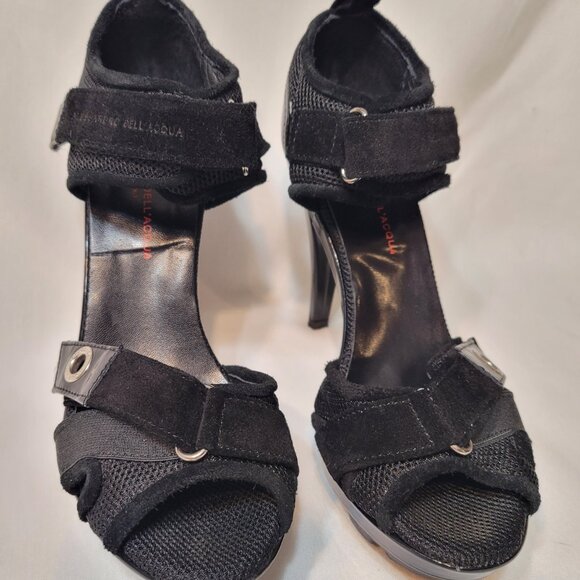 ALESSANDRA DELL'ACQUA Shoes Women's Black Stilettos Platform Heels Italy Sz 5.5 - Picture 3 of 14